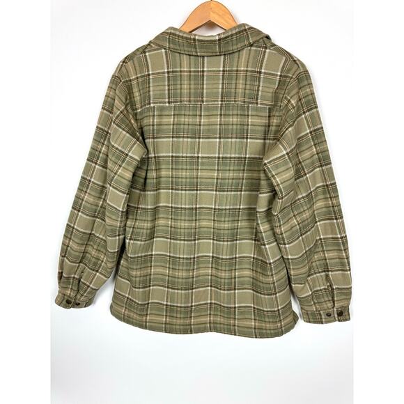 WOOLRICH Women Plaid Flannel Lined Jacket Outdoor Camping Cozy Thyme size Medium - Picture 2 of 7